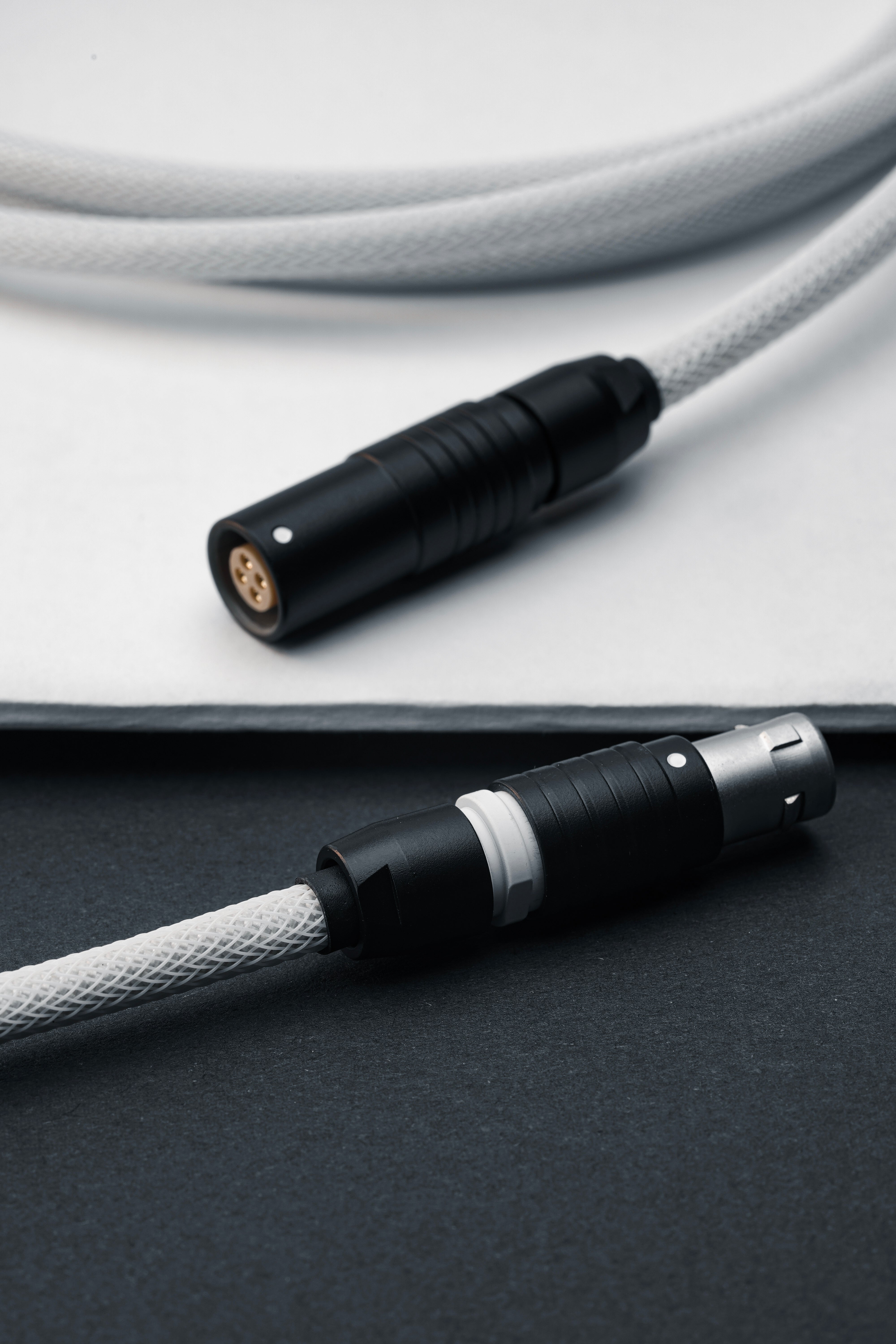 BLACK ON WHITE PUSH PULL COILED USB CABLE